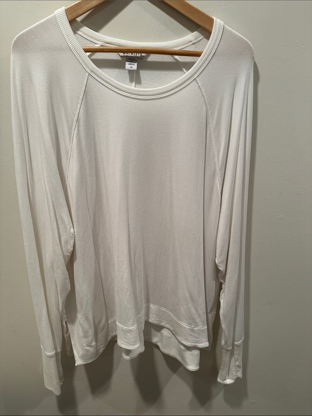 Athleta White Lightweight Long-Sleeve Crew Sweatshirt